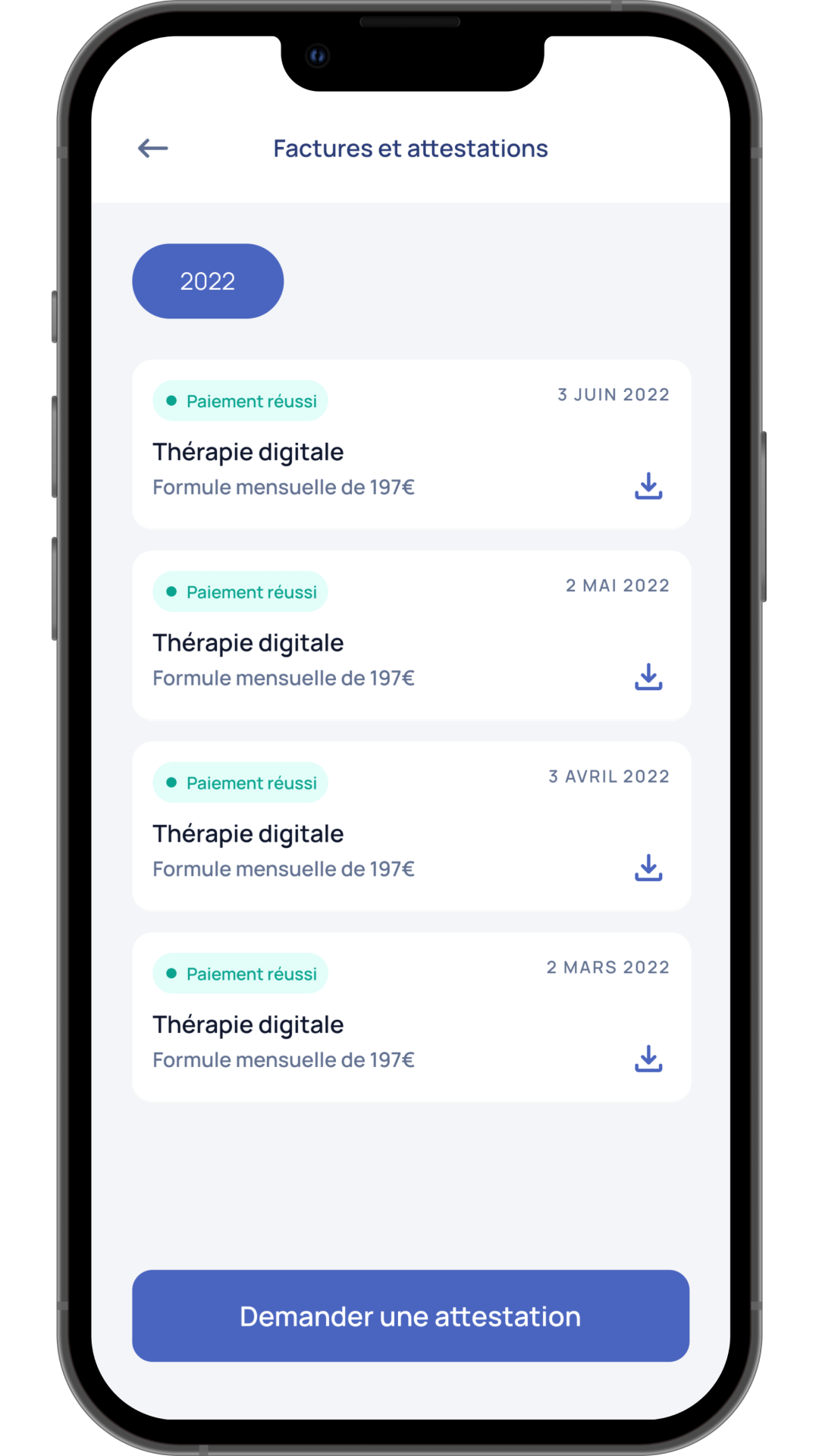 Photo d'attestations et de factures sur l'application LCES